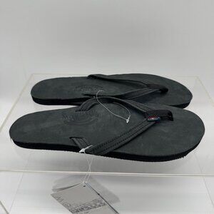 Brand New Women Rainbow 301ALTS Black Leather Slipper Flip Flop Size XL 8.5-9.5